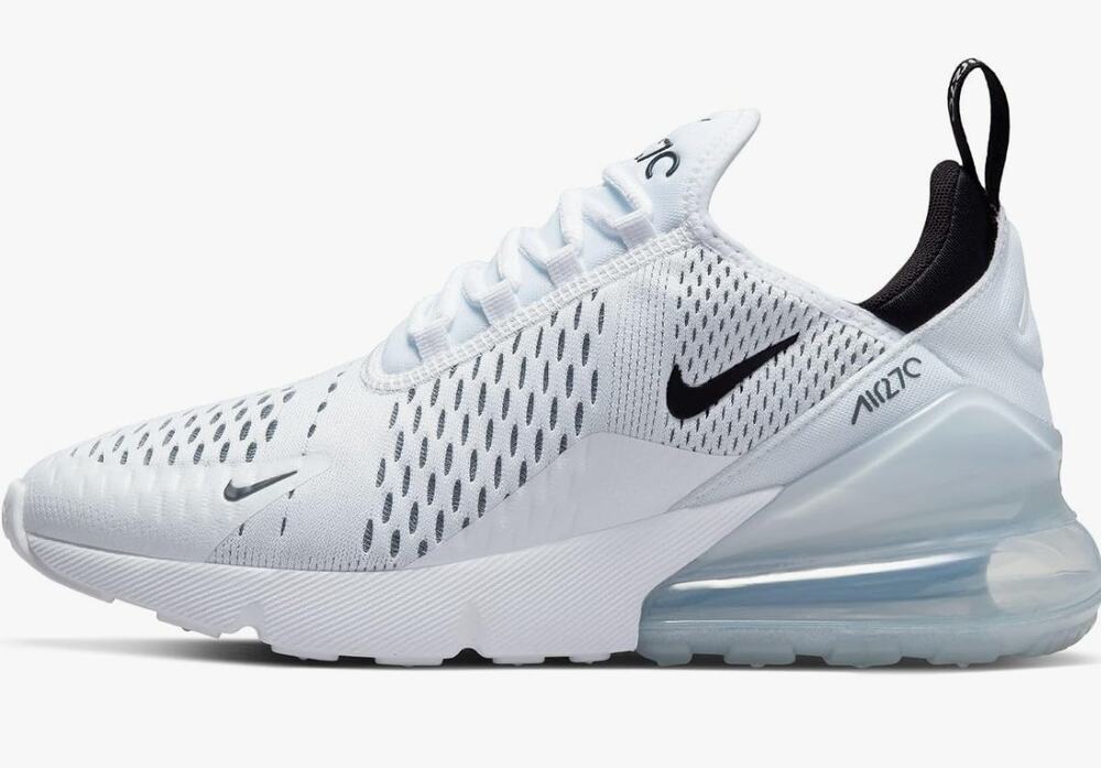 Nike Women's Air Max 270 Shoes, White/Black-White, 8